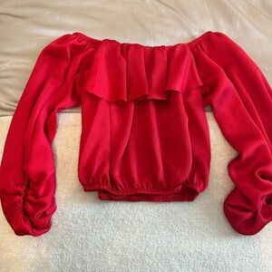 Red off the shoulder top from South Boutique